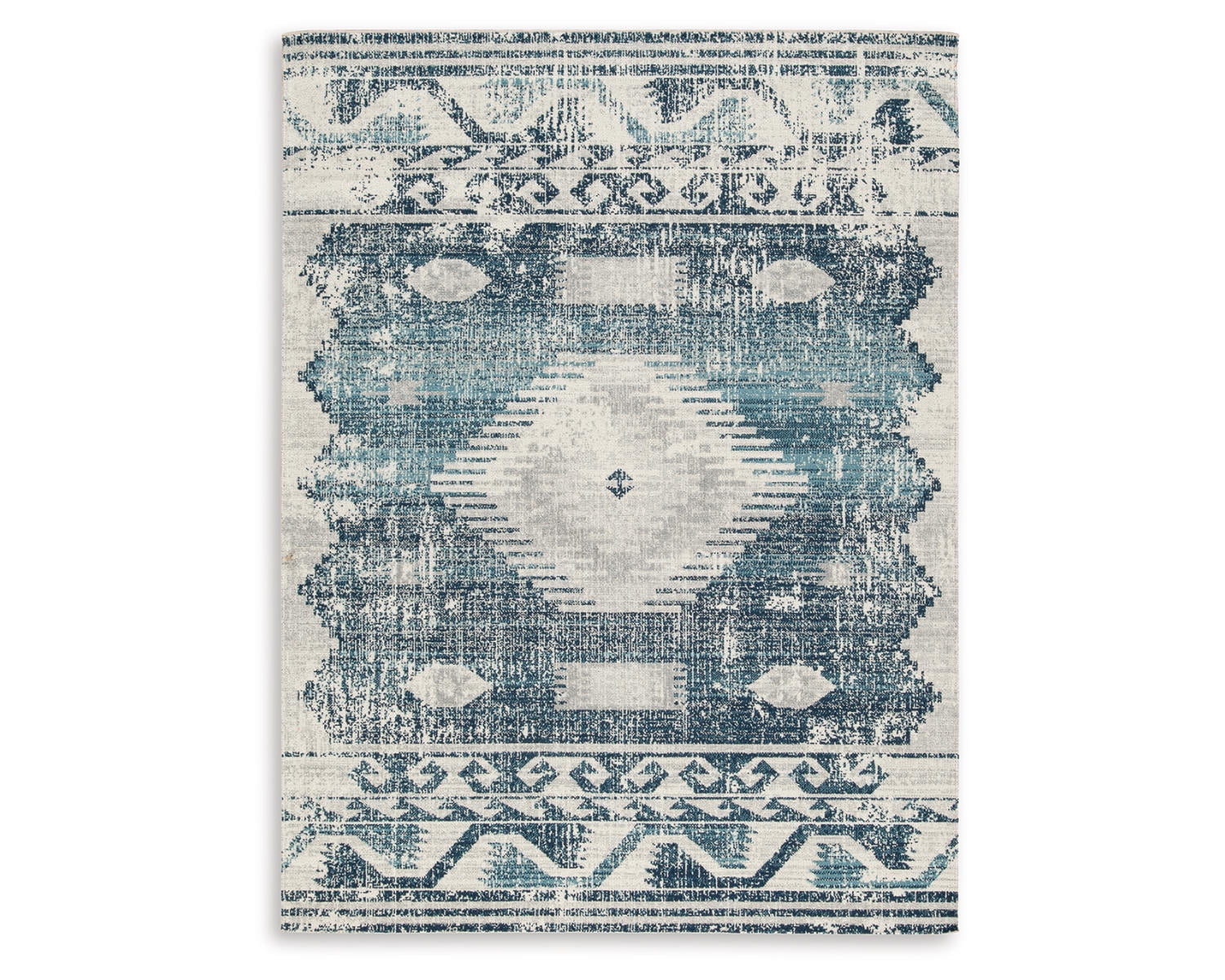 Blue and Gray Medallion 8' x 10' Synthetic Area Rug