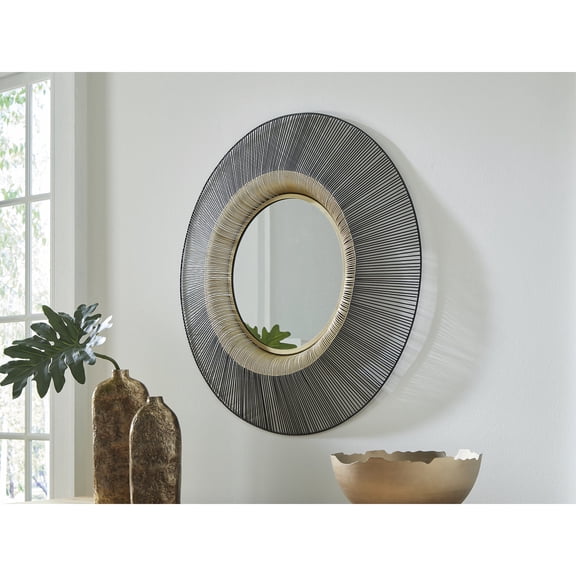 Signature Design by Ashley Dallmen Wall Accent Mirror, Suburst Design with Gold Finish