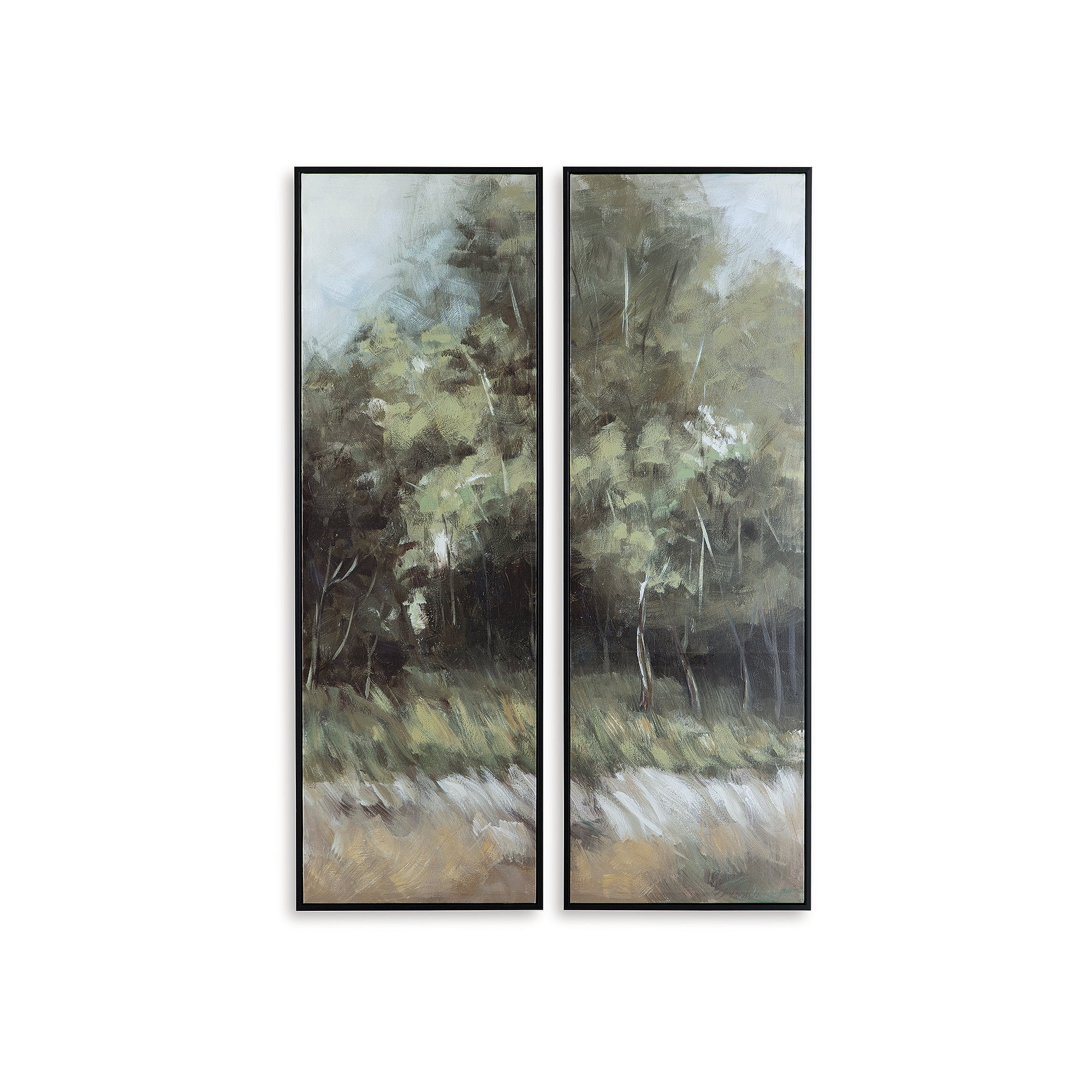 Dansot Green and Brown Treescape Canvas Wall Art Set