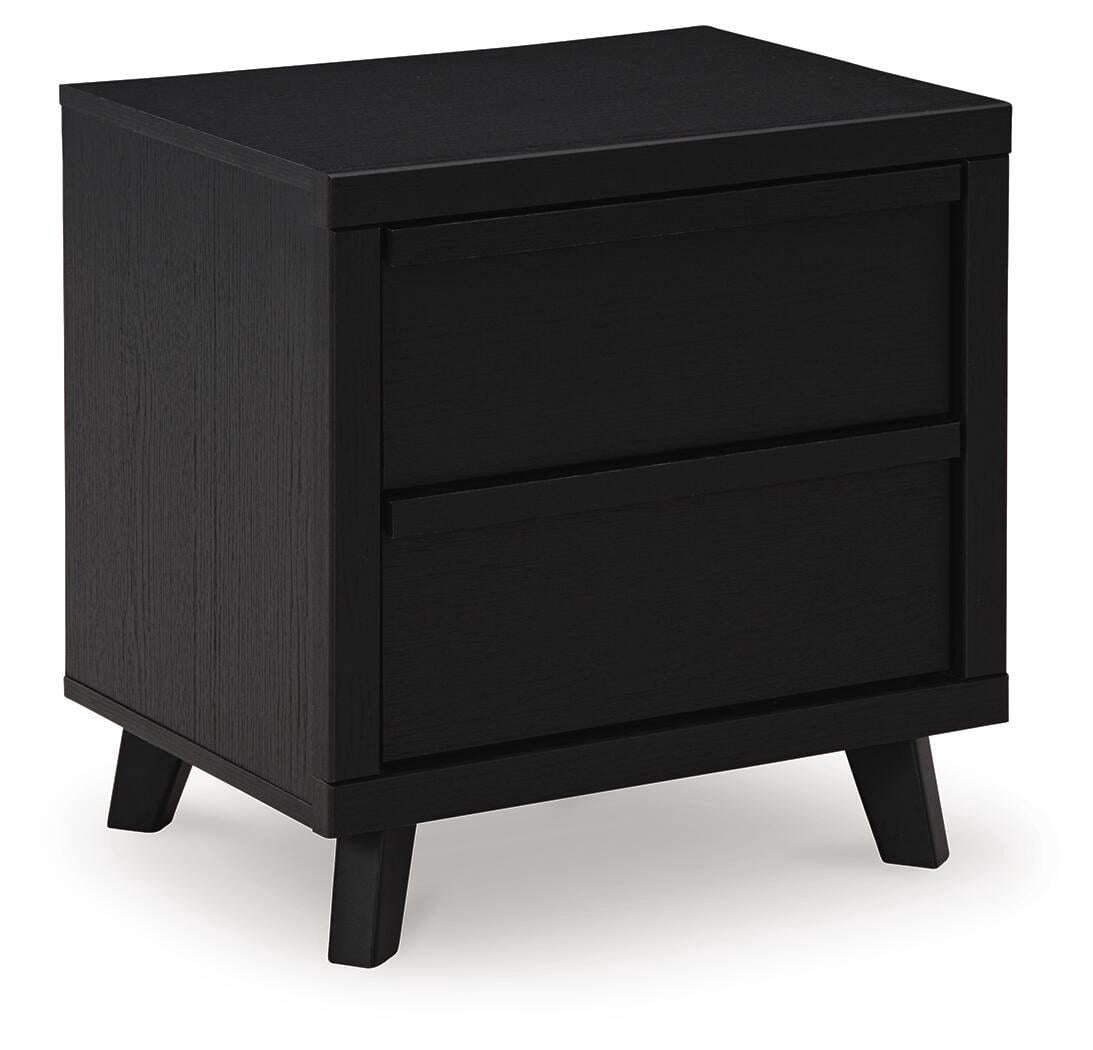 Signature Design by Ashley Danziar Modern Black Nightstand with USB and Wireless Charging, 2 Drawer Bedside Table