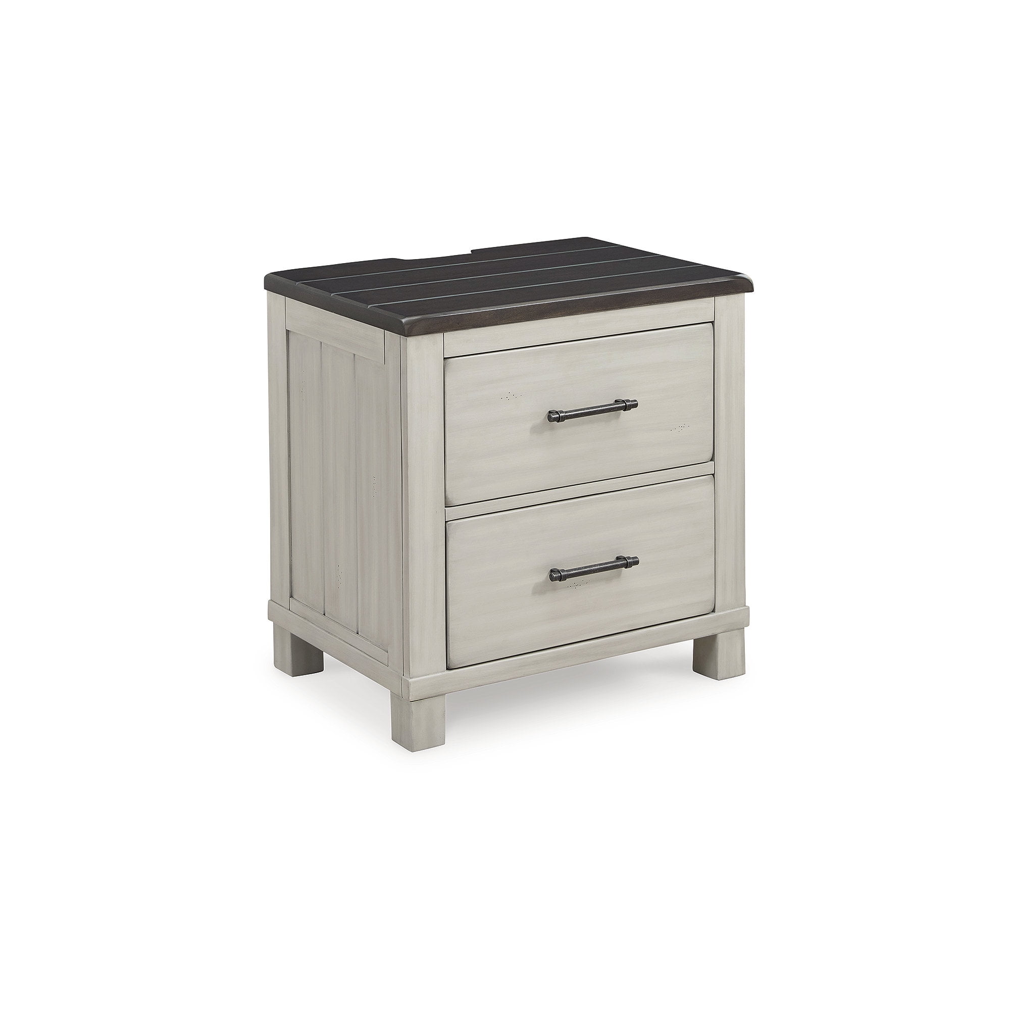 Transitional Two-Tone 2-Drawer Nightstand with Dark Brown Top