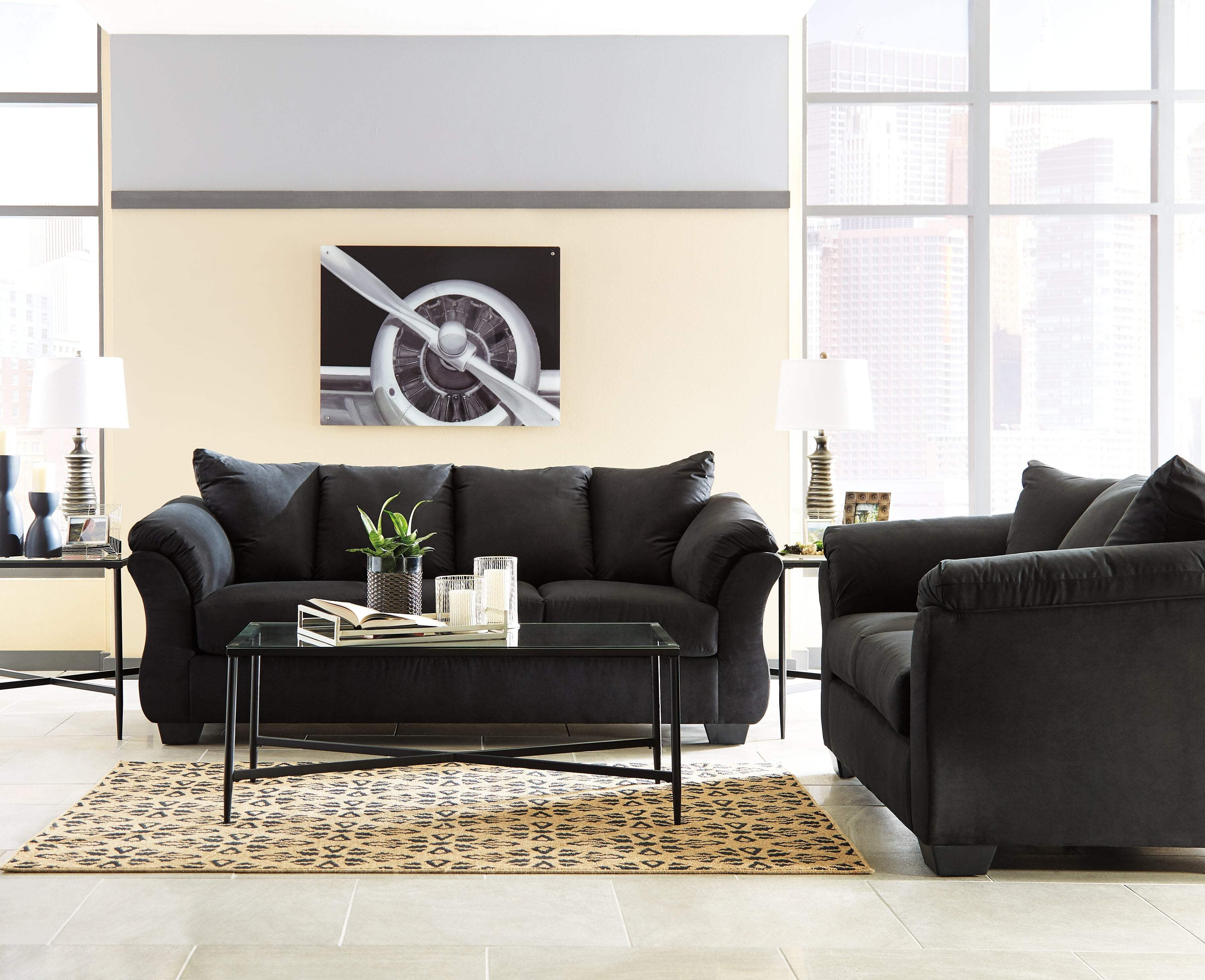 Darcy Cobblestone Gray Fabric Sofa with Flared Arms