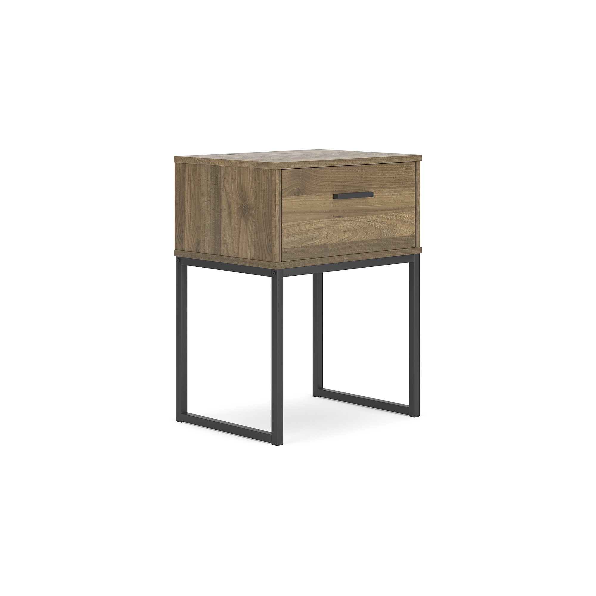 Deanlow Honey Brown and Black 1-Drawer Nightstand