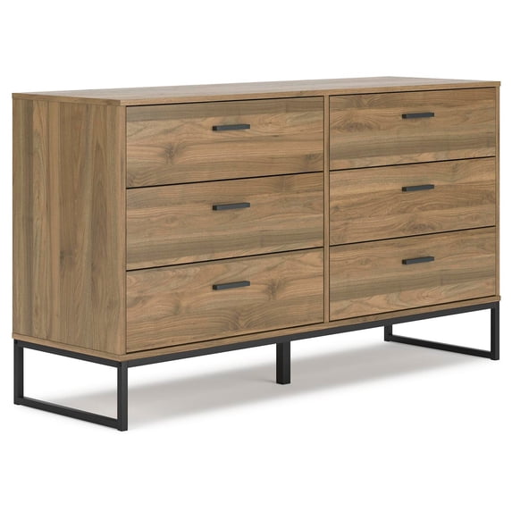 Signature Design by Ashley Deanlow 6 Drawer Dresser, Honey Brown