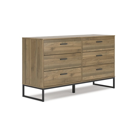 Signature Design by Ashley Deanlow 6 Drawer Dresser, Honey Brown