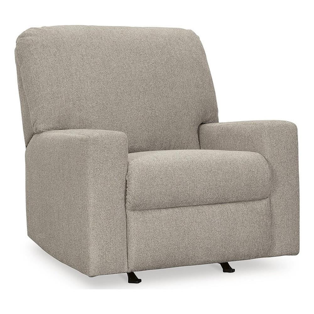 Parchment Beige Contemporary Recliner with Wide Track Arms