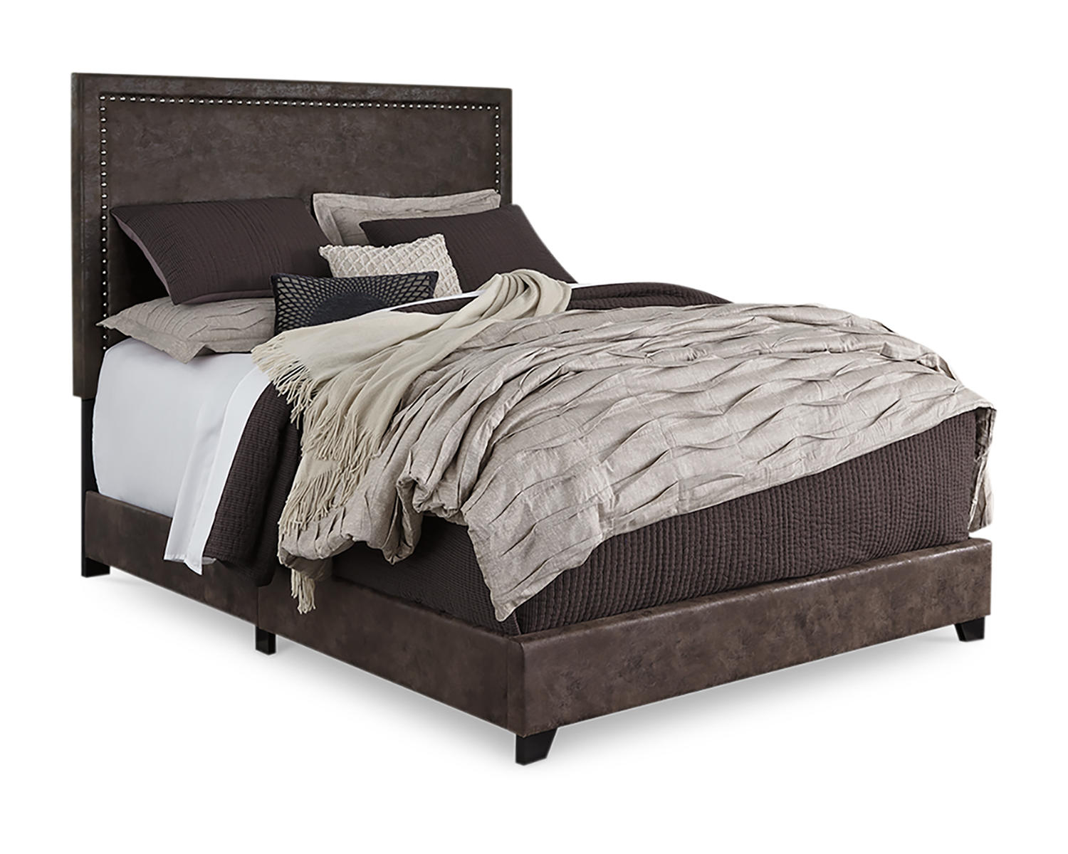 Signature Design by Ashley Dolante Contemporary Faux Leather Upholstered Platform Bed, Queen, Brown - image 1 of 8
