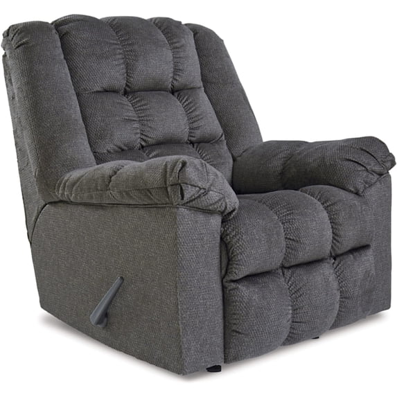 Signature Design by Ashley Drakestone Tufted Manual Rocker Recliner with Lumber Heat and Massage, Gray