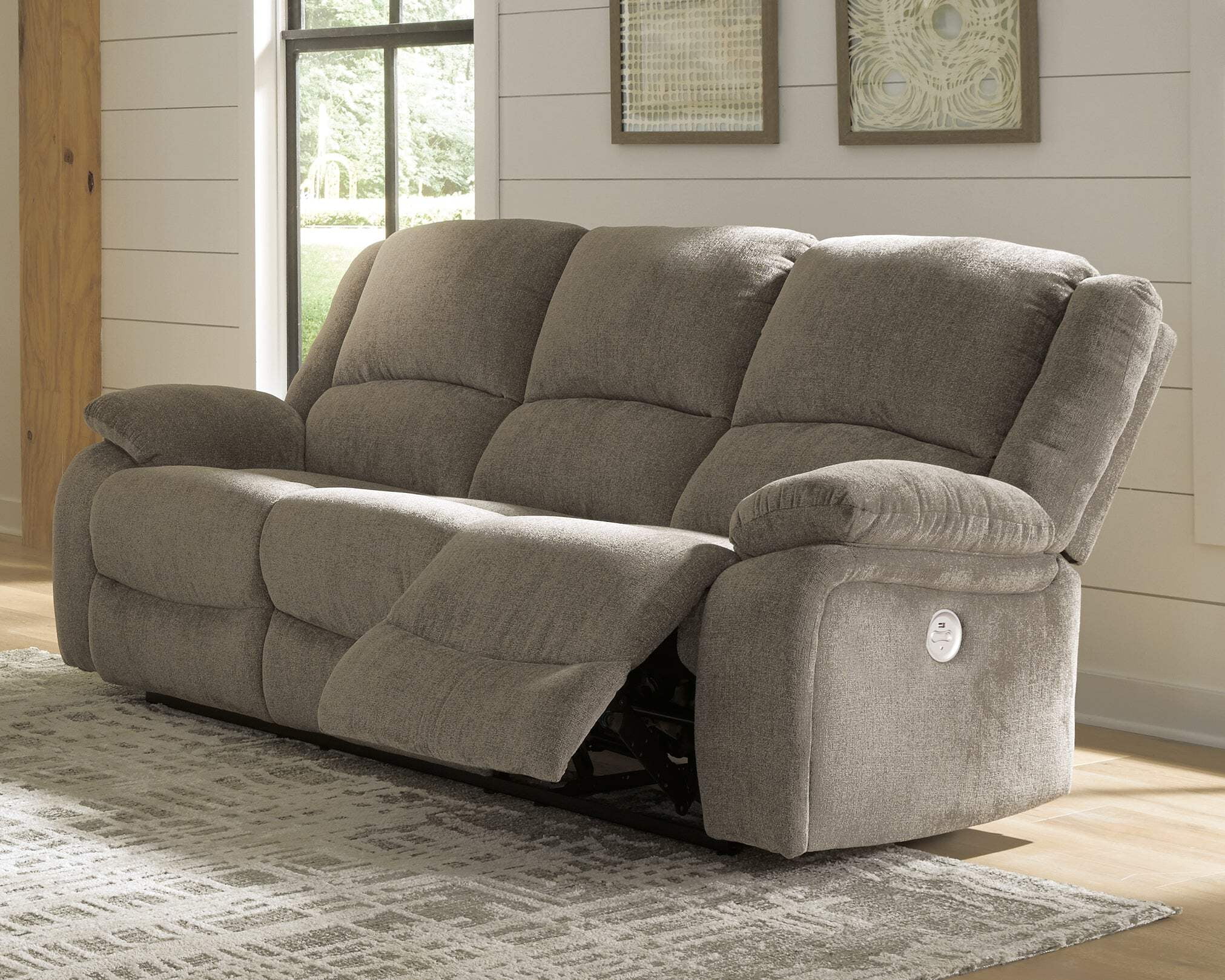Pewter Faux Leather Manual Reclining Sofa