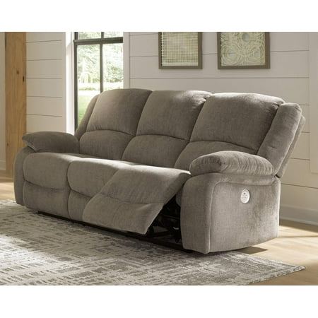 Signature Design by Ashley Draycoll Power Reclining Sofa in Pewter
