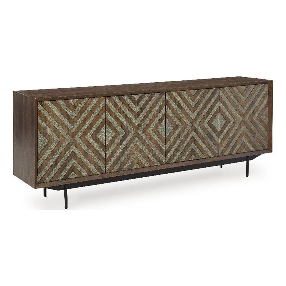 Brown Diamond Pattern Transitional Accent Cabinet
