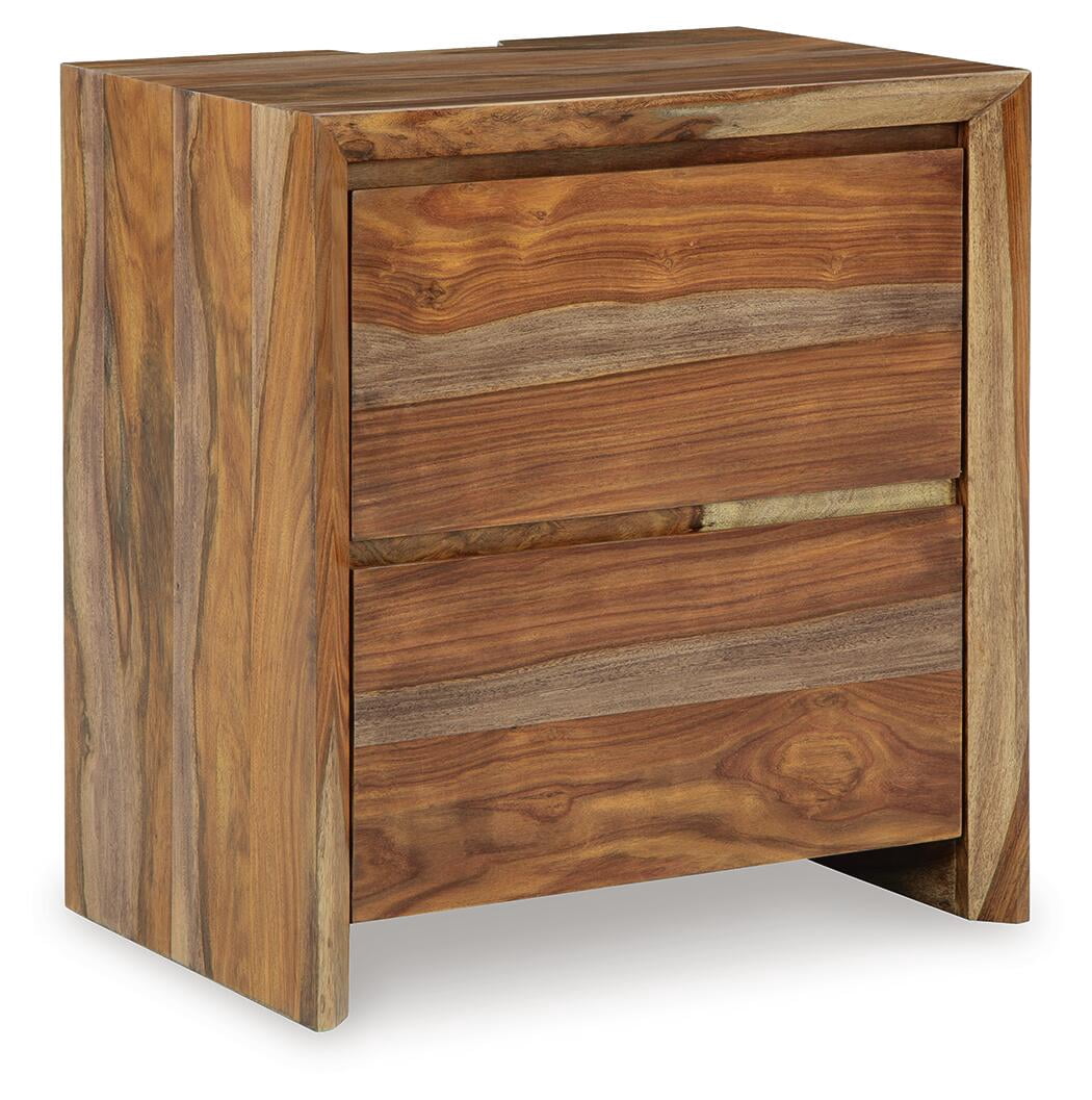 Signature Design by Ashley Dressonni 2 Drawer Nightstand with USB Charging, Brown