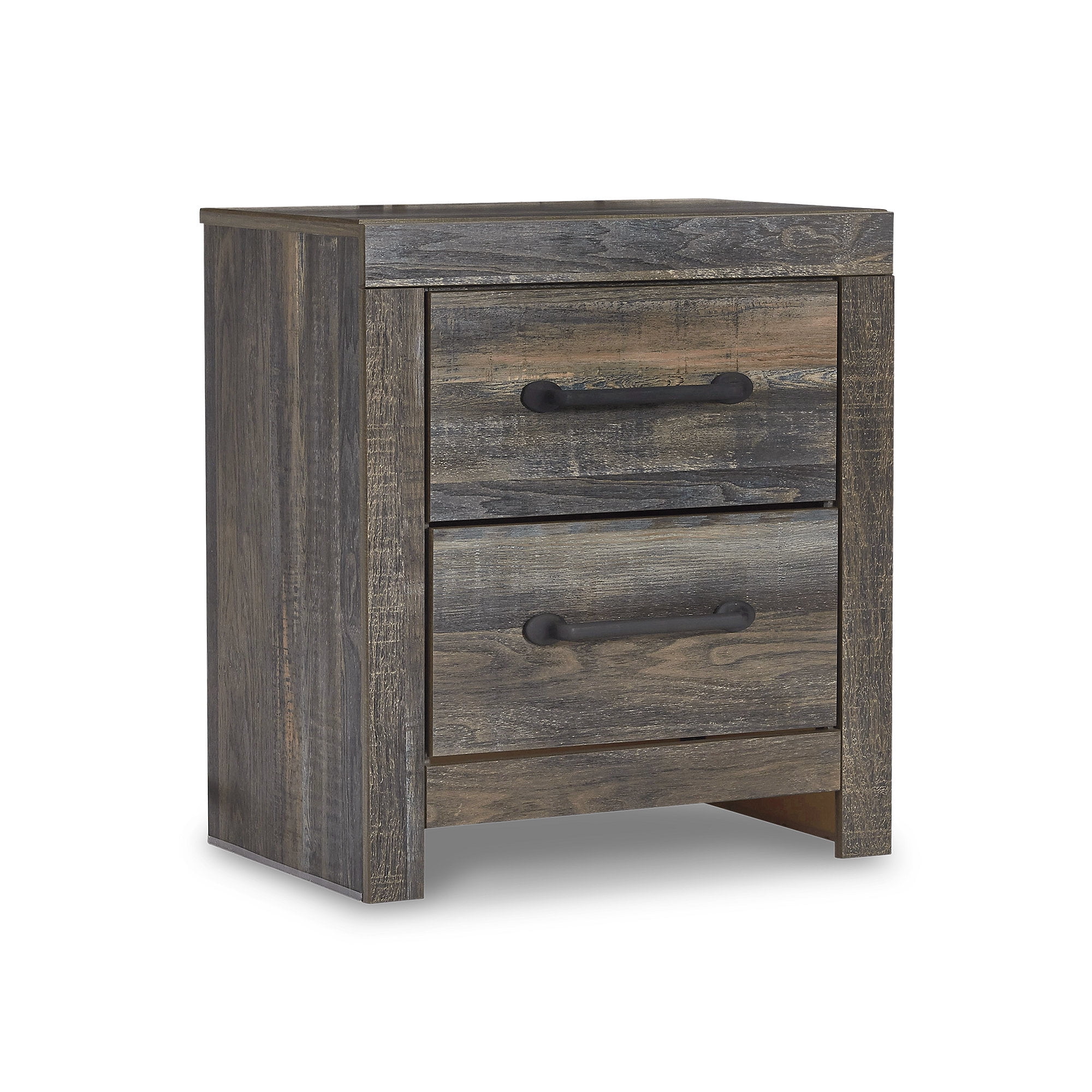 Rustic Brown 2-Drawer Nightstand with USB Ports