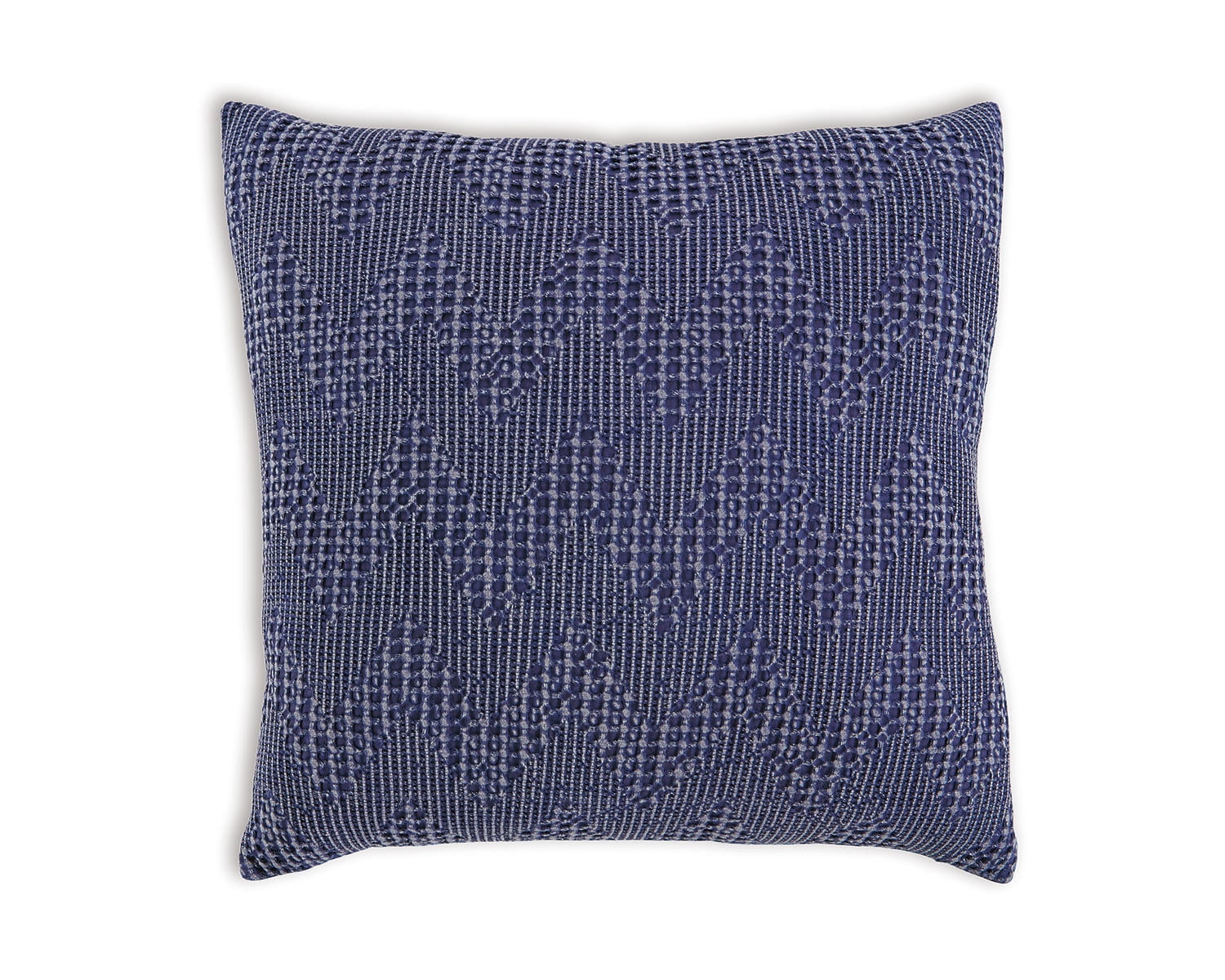 Navy Embroidered Cotton Square Throw Pillow 20x20