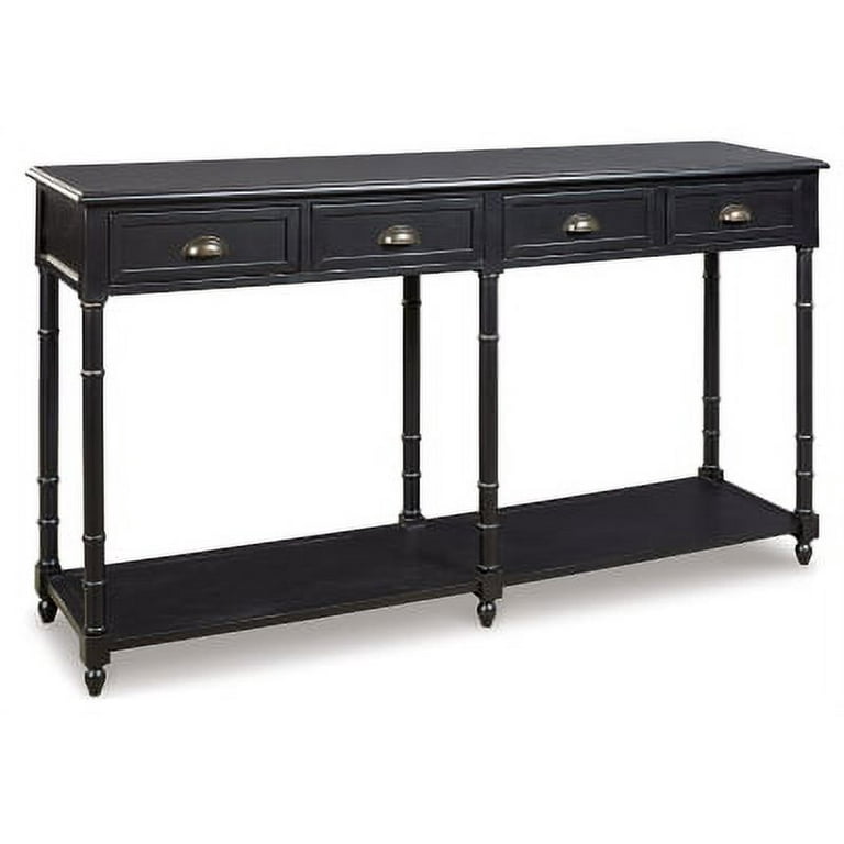 Signature Design by Ashley Eirdale Vintage Casual 4 Drawer Console Sofa Table, Black