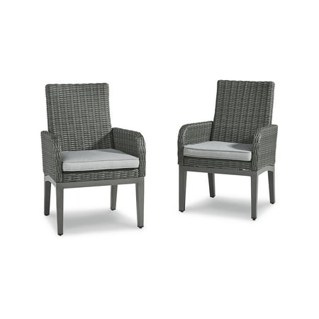 Signature Design by Ashley Elite Park Outdoor Arm Chair with Cushion (Set of 2), Gray