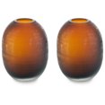 thumbnail image 1 of Signature Design by Ashley Embersen Contemporary 7.5" Glass with Grid Texture Tabletop Vase, Yellow, Orange, & Brown, 1 of 3