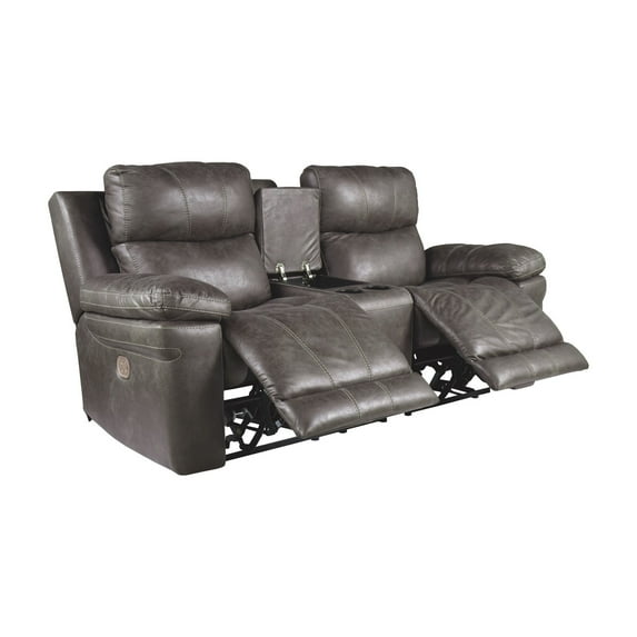 Signature Design by Ashley Erlangen Power Reclining Loveseat in Midnight