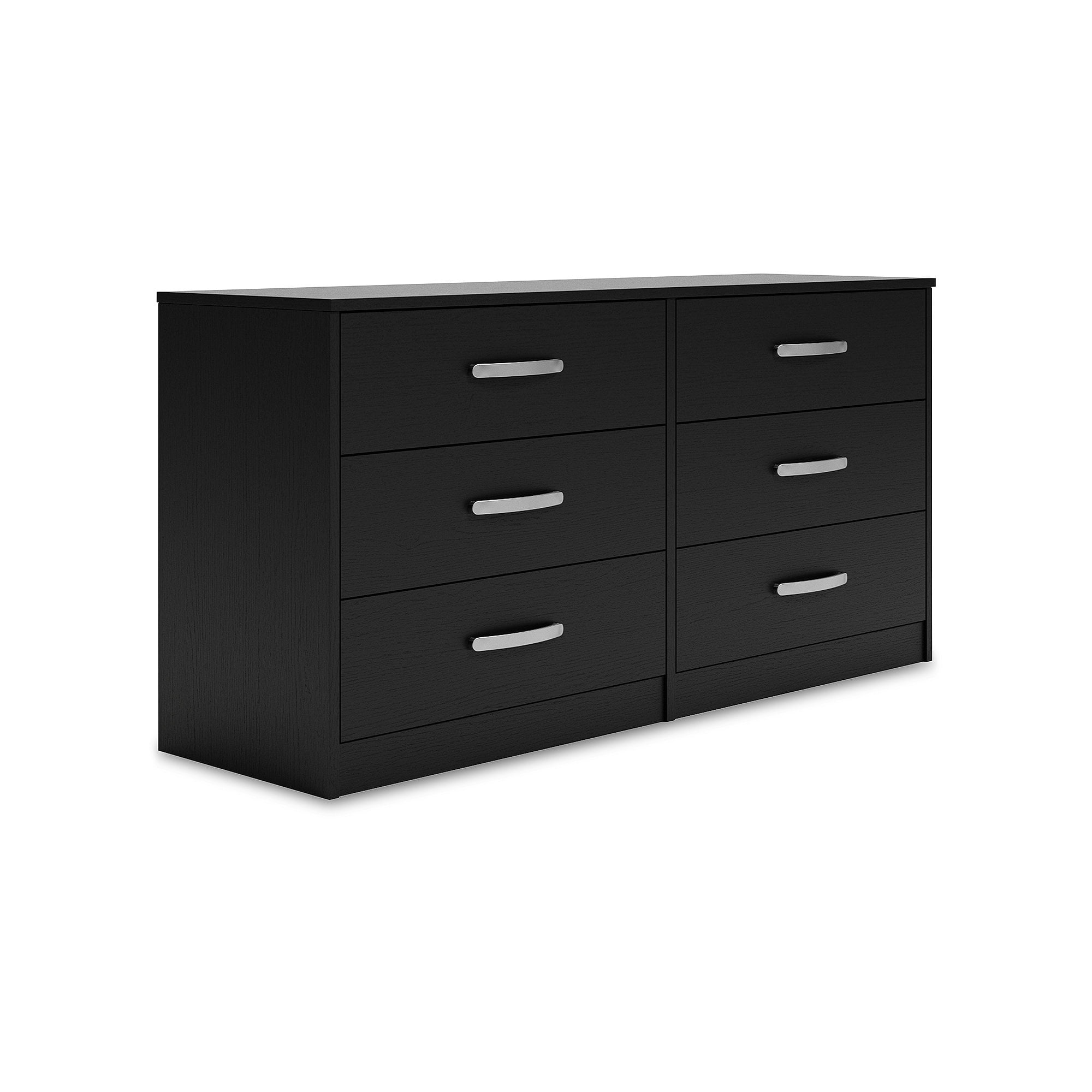 Black Double 6-Drawer Dresser with Ball Bearing Slides