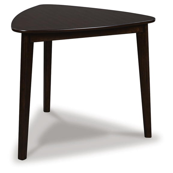 Signature Design by Ashley Favelon Triangle Dining Table, Merlot, Seats 3, Mid-Century Modern Small Space Dining