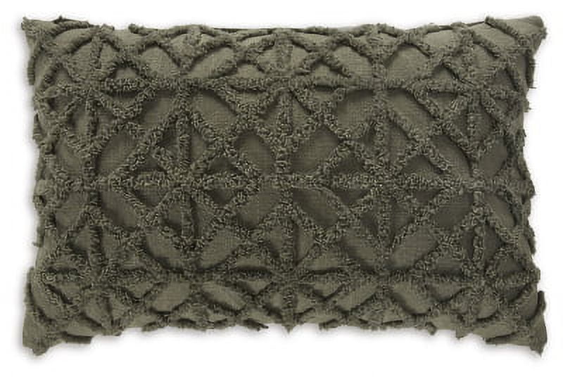 Green Diamond Tufted Rectangular Cotton Pillow