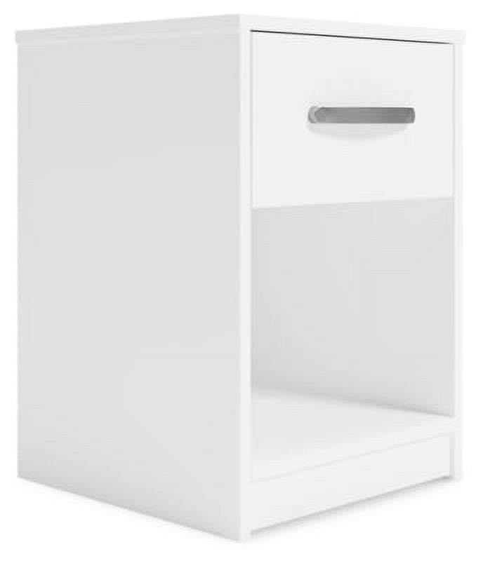 Sleek White and Silver Nightstand with Brushed Nickel Pull - 15"x22"