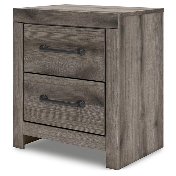 Signature Design by Ashley Fondenlane Two Drawer Night Stand with USB Charging, Weathered Gray