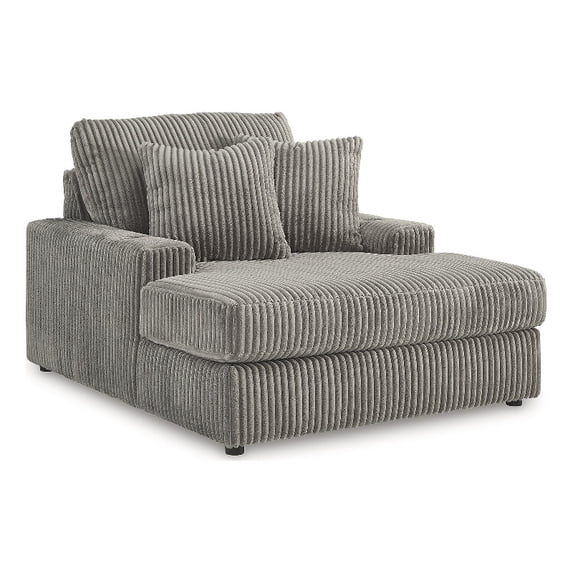 Ashley Furniture Lindyn Fog Chaise lounge with polyester upholstery, cup holders and USB charging port