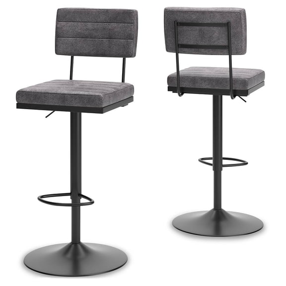 Signature Design by Ashley Furniture Strumford Bar Height Swivel Barstool, Set of 2, Gray/Black