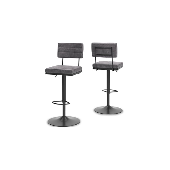 Signature Design by Ashley Furniture Strumford Bar Height Swivel Barstool, Set of 2, Gray/Black
