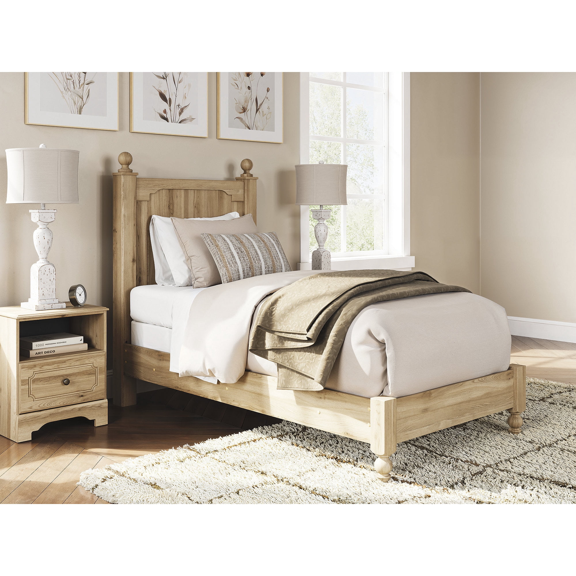 Signature Design by Ashley Galletyn Kids Twin Panel Bed, Light Brown