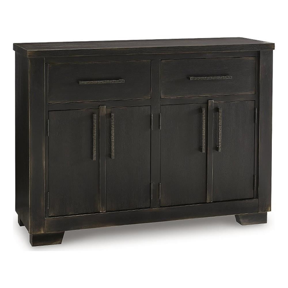 Black Modern Hardwood Dining Buffet with Adjustable Shelves