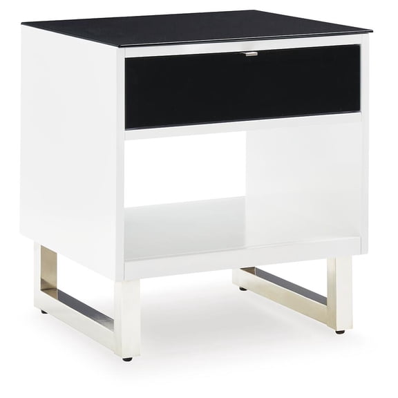 Signature Design by Ashley Gardoni Glass Tabletop End Table, White/Black