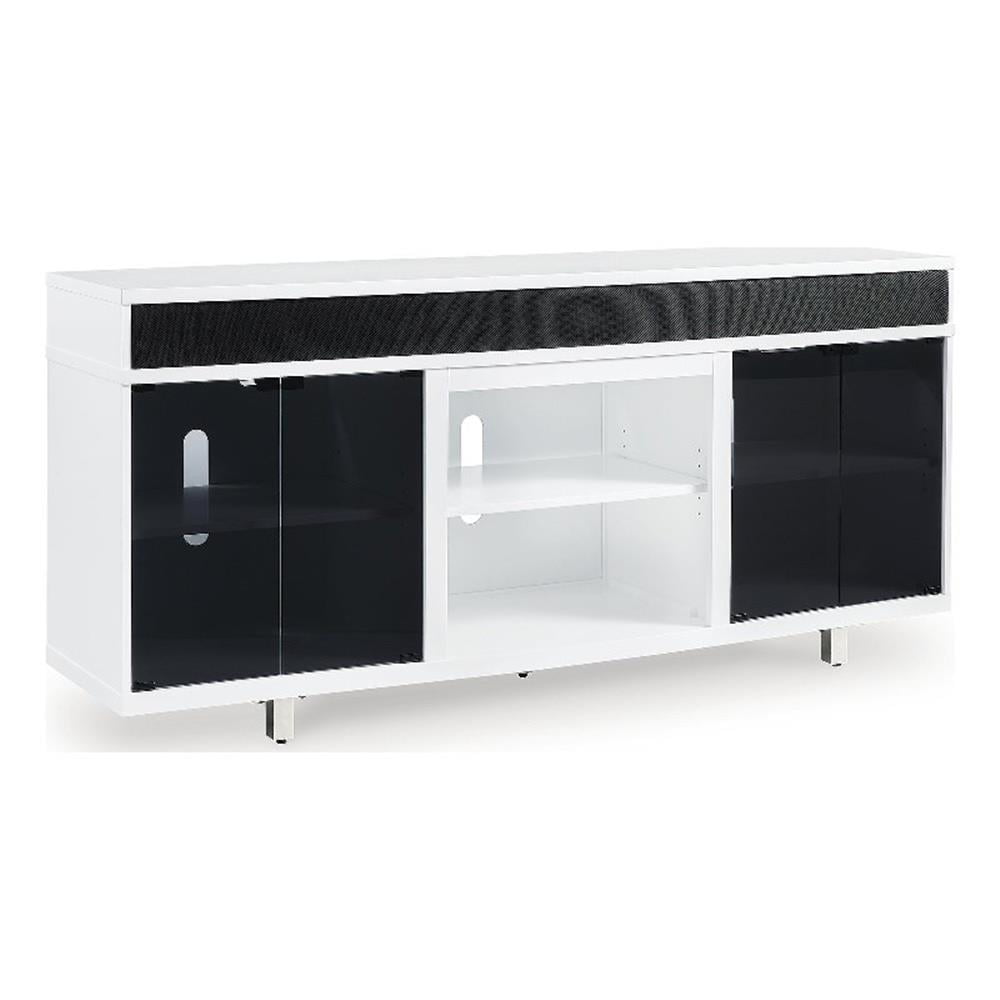 Gardoni White and Black 72" TV Stand with Fireplace Option