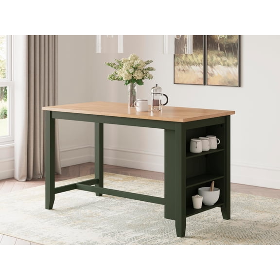Signature Design by Ashley Gesthaven Counter Height Dining Table with Butcher Block Top, Green
