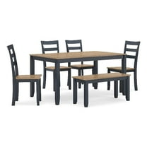Signature Design by Ashley Gesthaven Natural & Blue Dining Table Set - Set of 6