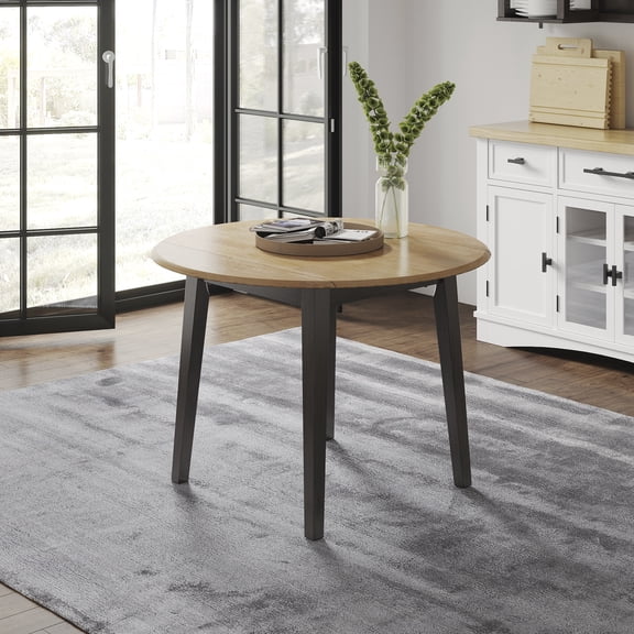 Signature Design by Ashley Gesthaven Round Dining Drop Leaf Table, Natural/Brown