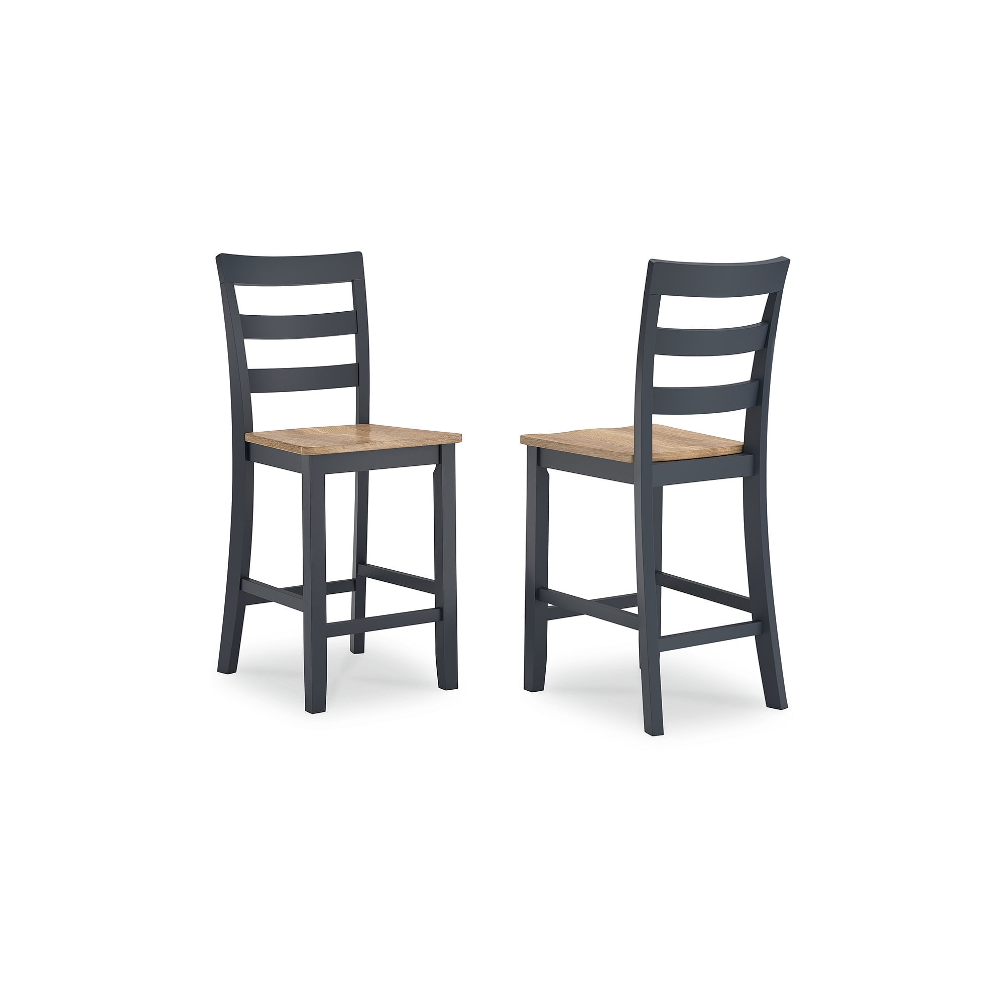 Set Di 2 Sgabelli Da Bar Gesthaven In Legno Massello - Colore Blu Ardesia/Naturale, 43x54x105 Cm - 4