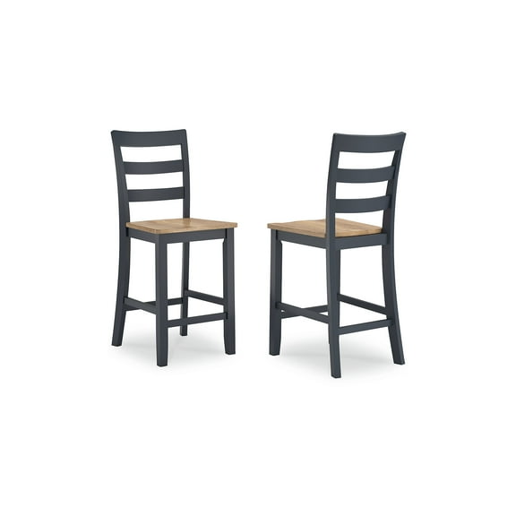 Signature Design by Ashley Gesthaven Solid Wood Frame Counter Height Barstool, Set of 2, Slate Blue/Natural