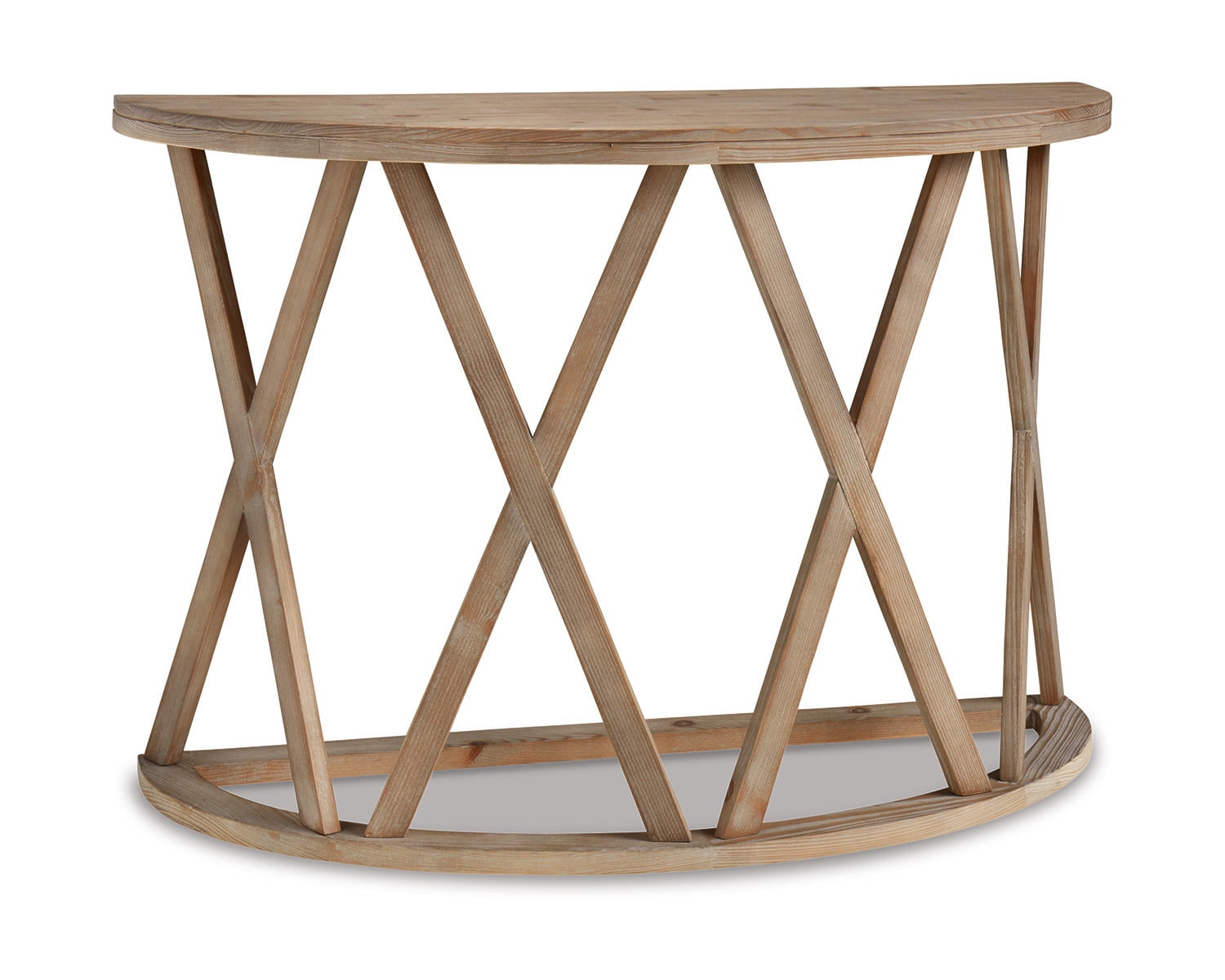 Signature Design by Ashley Glasslore Pine Wood Half Moon Sofa Table