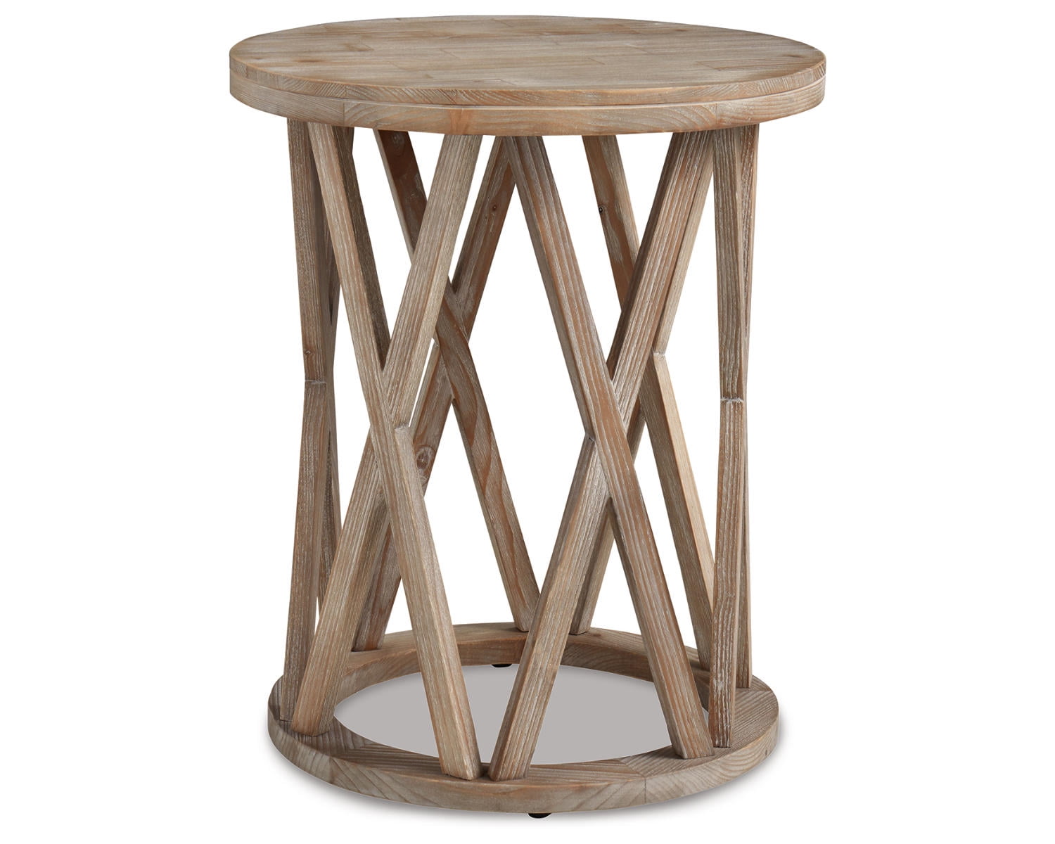 Signature Design by Ashley Glasslore Round End Table, Light Brown