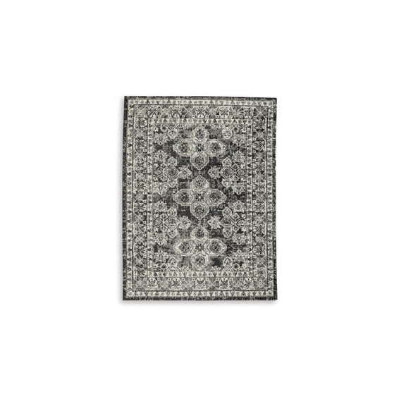 Signature Design by Ashley Glennisman 8' x 10' Area Rug, Black, Gray, Ivory Botanical