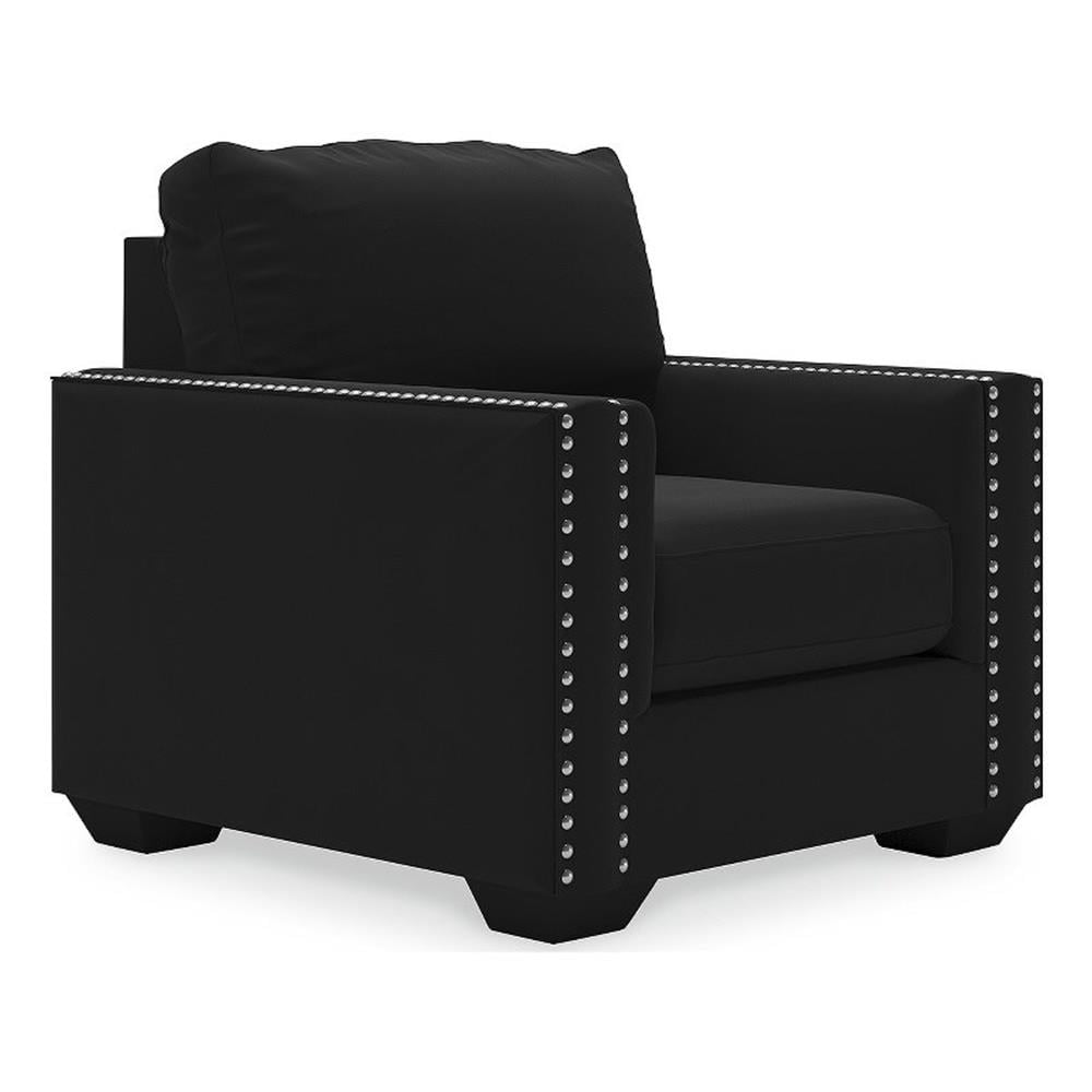 Onyx Black Velvet Stationary Chair with Nailhead Trim