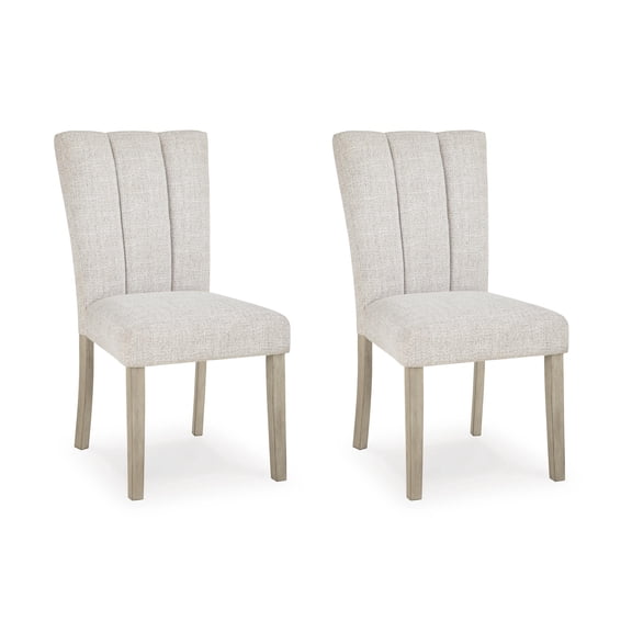 Signature Design by Ashley Grallegen Upholstered Dining Chair Set, Set of 2, Bisque, Performance Fabric Dining Chairs with Solid Wood Frame