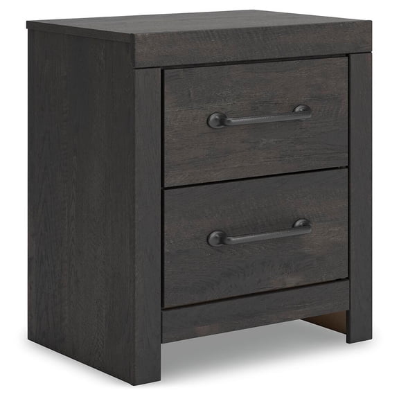 Signature Design by Ashley Granaport Two Drawer Night Stand with USB Charging, Dark Gray