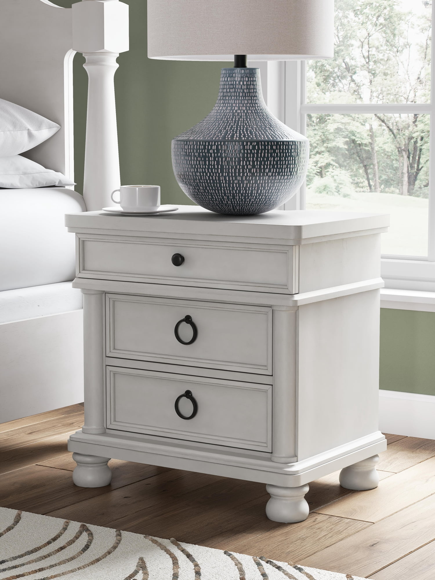 Signature Design by Ashley Greddinton 3-Drawer Nightstand with USB Ports and Outlets, Antique White