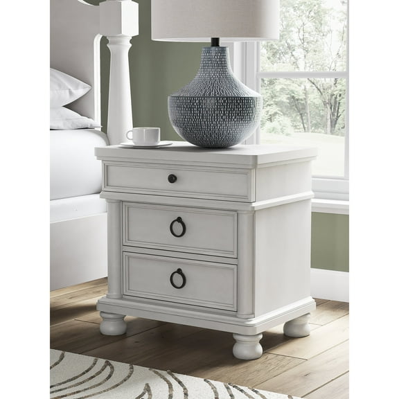 Signature Design by Ashley Greddinton 3-Drawer Nightstand with USB Ports and Outlets, Antique White