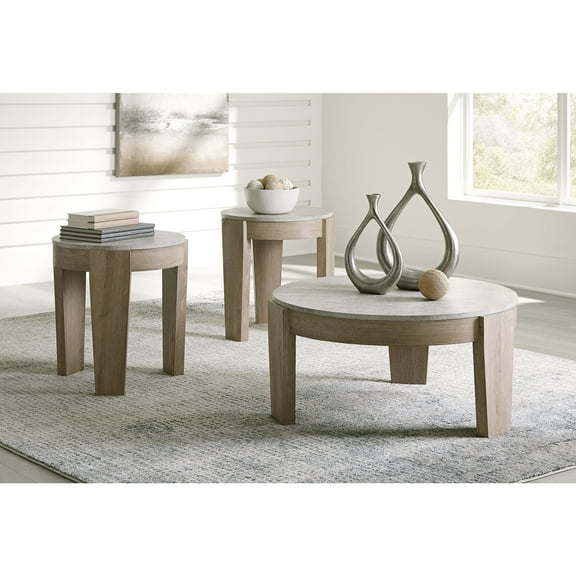 Signature Design by Ashley Guystone Coffee & End Table Set of 3, Light Brown