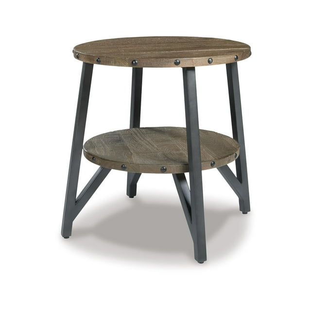 Signature Design by Ashley Haffenburg Industrial Mango Wood Round End