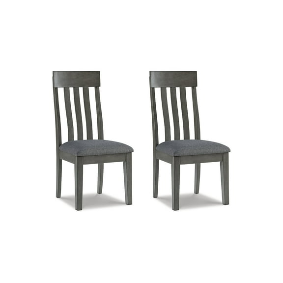 Signature Design by Ashley Hallanden Modern Slat Back Dining Room Chair, Set of 2, Gray